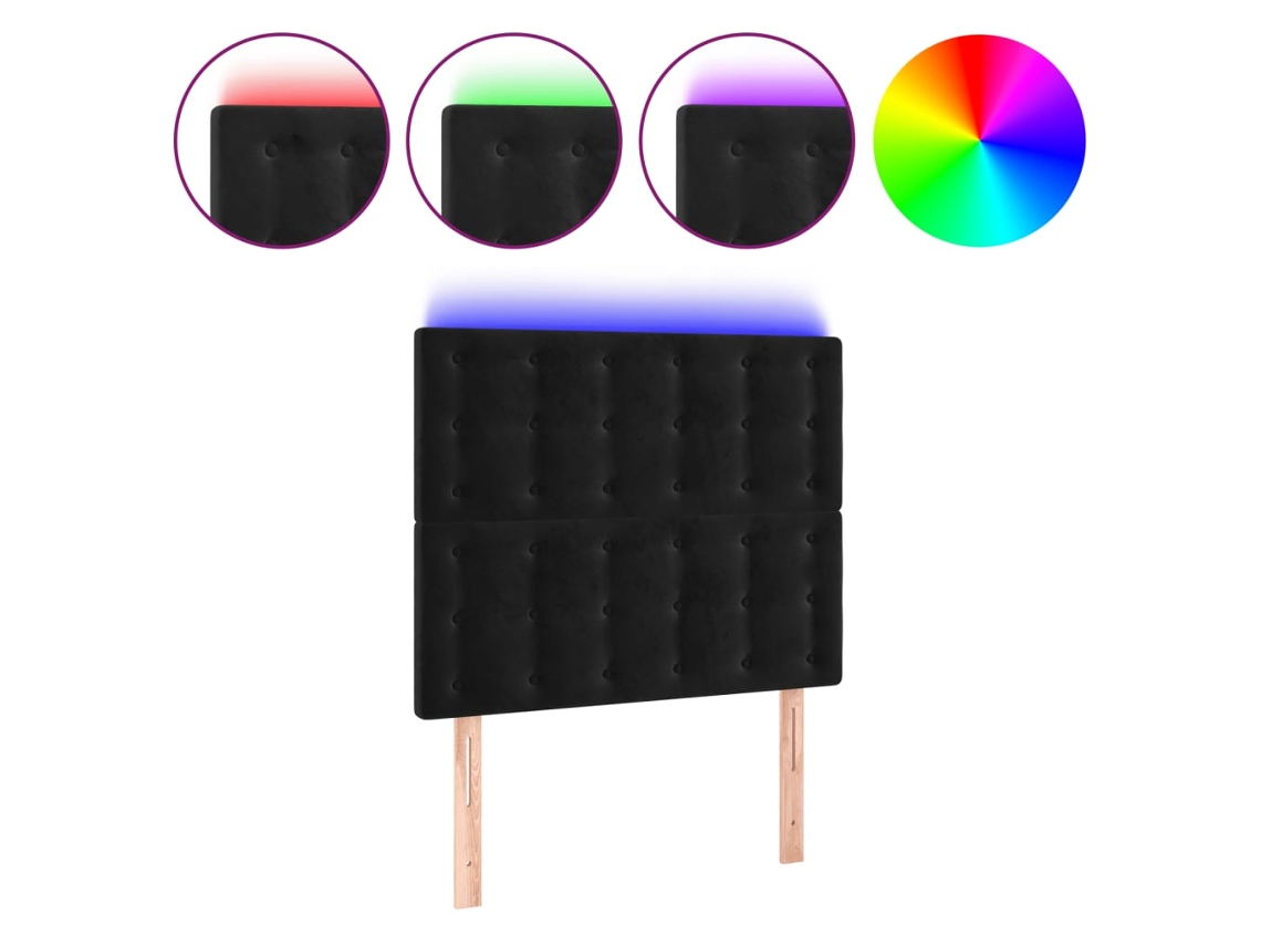 Led Headboard, Led Headboards Vidaxl Preto Veludo (80 X 5 X 118/128 Cm)