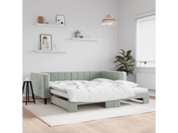 Vidaxl Sofá-cama Com Gavetão 100x200 Cm Veludo Cinzento-claro