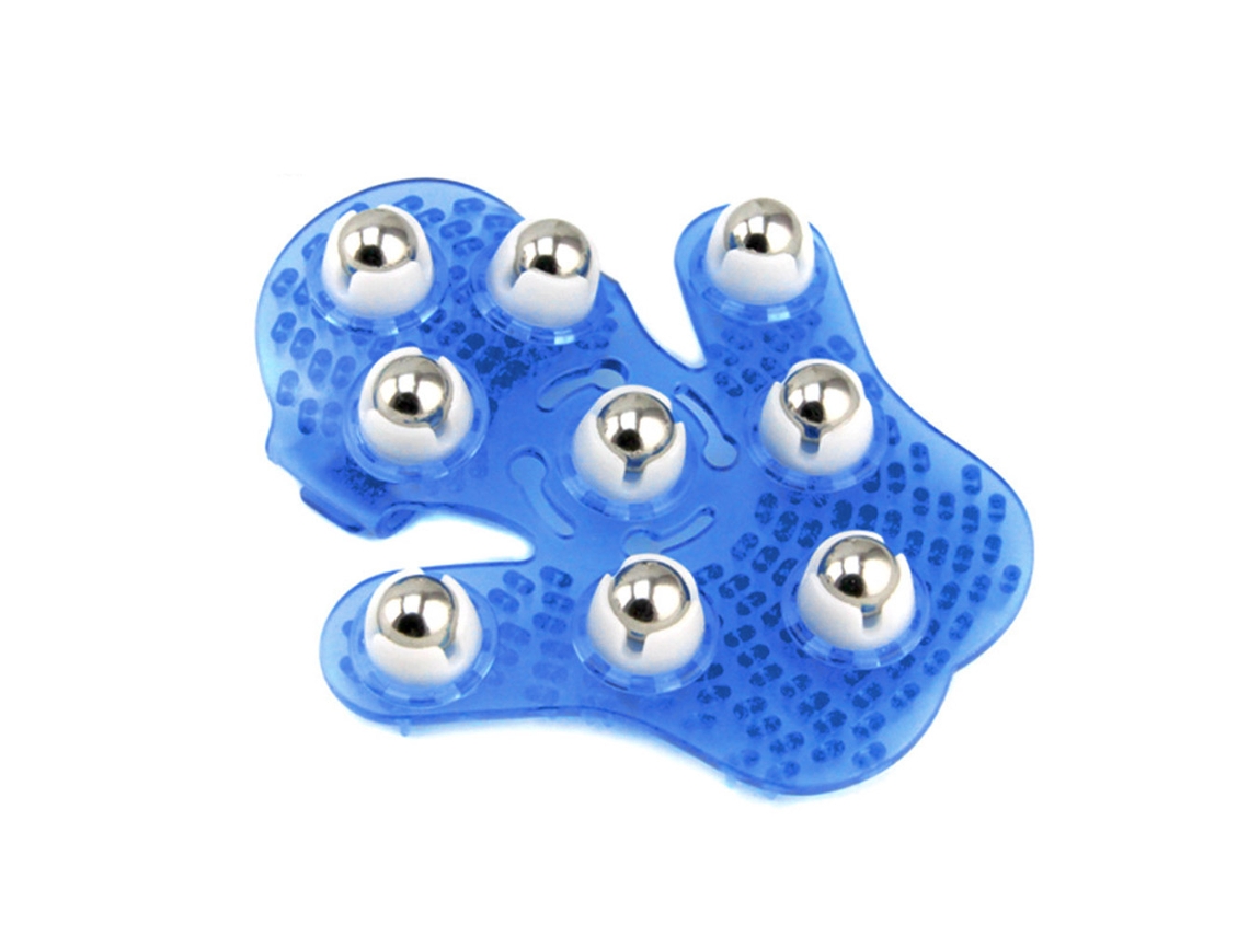 Luva De Massagem Em Formato De Mão Com 9 Bolas De Metal Rolando 360 Graus Para Cuidados Com O Corpo