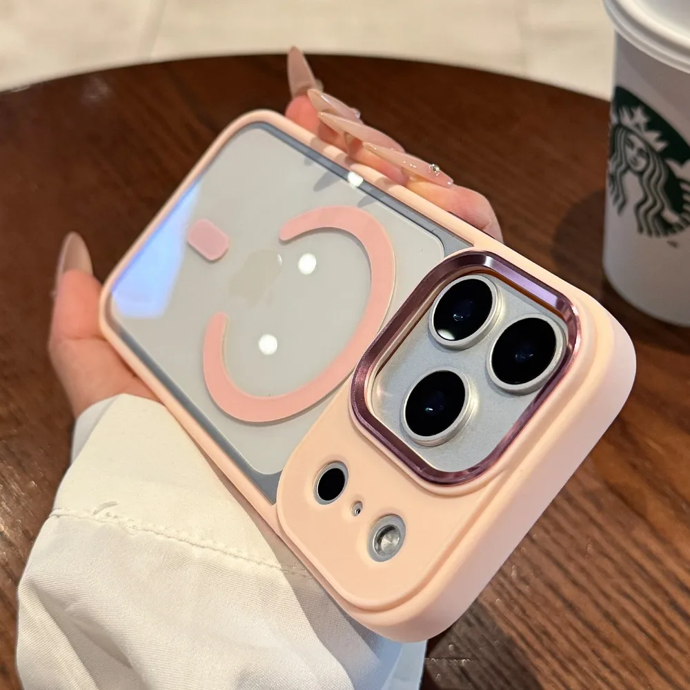 Capa Para Iphone (iphone 14 Pro Max, Rosa) Com Carregamento Magnético Magsafe E Proteção Contra Impactos.