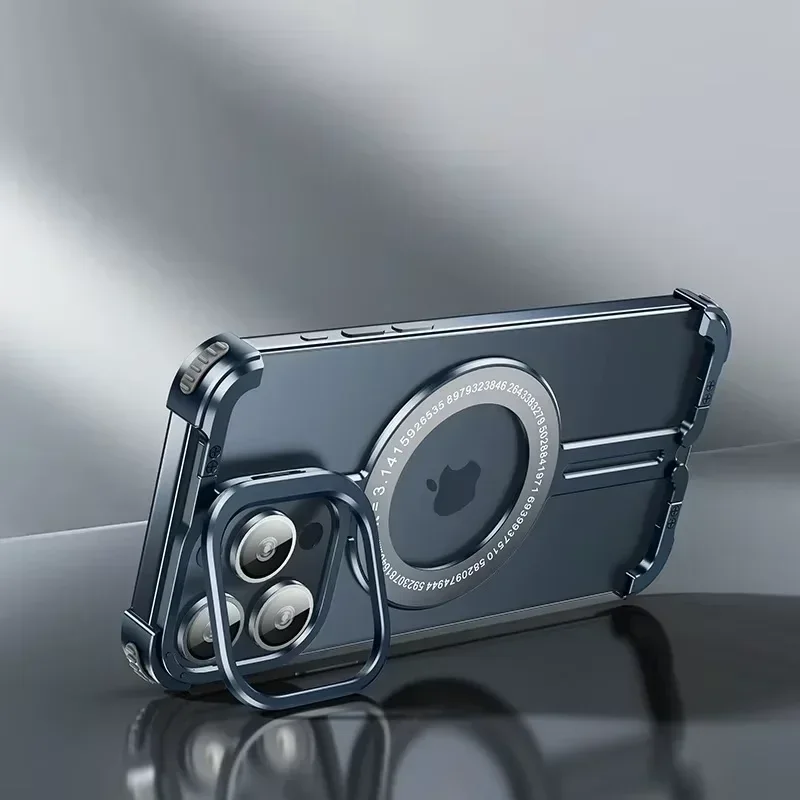 Capa Para Iphone 14 Pro Max (azul), Compatível Com O Suporte Magsafe, Capa Protetora De Metal Sem Moldura E Resistente A Impactos.
