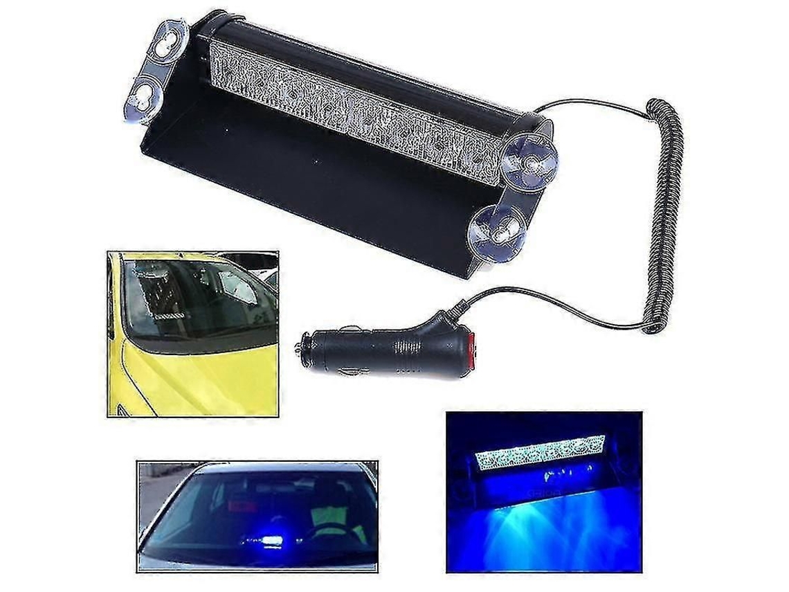 Luz De Emergência Led Azul Para Painel De Carro Com 8 Leds E 3 Modos De Flash Estroboscópico