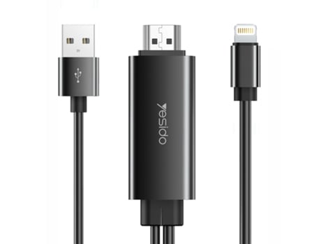 Cabo Hdmi Lightning YESIDO Preto