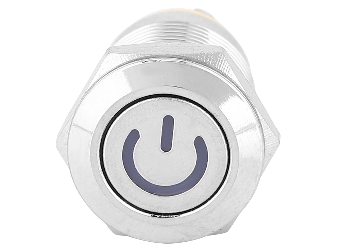 Interruptor Push button Metal Impermeável com Led Amarelo