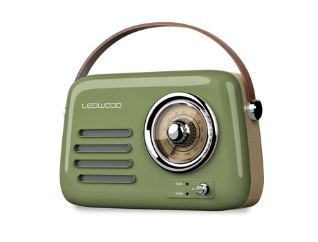 Rádio Portátil Ledwood Alma Fm Bluetooth 30w Verde Oliva