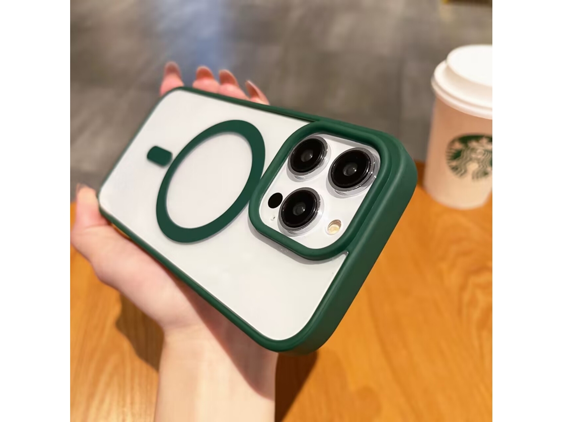 Capa Para Iphone 17 Air Verde Cangle Magnética Transparente Fosca Acrílica Com Toque Suave