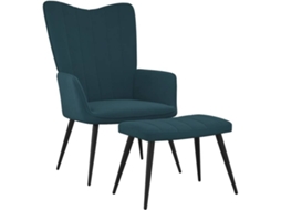 Relaxing Chair With Stool, Relaxing Chairs With Stools Vidaxl Azul Veludo