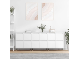 Vidaxl Aparadores 3 Pcs Madeira Processada Branco
