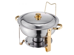 Conjunto De Rechaud Dourado 4x4,7l Em Inox Para Buffet E Casamentos Tekmaquinas