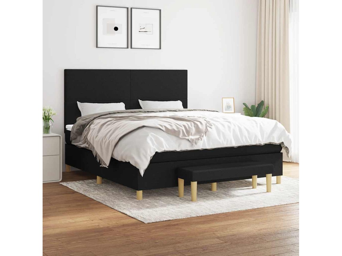 Vidaxl Cama com Molas/colchão 180x200 Cm Tecido Preto