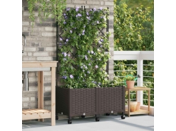 Vidaxl Vaso De Jardim Com Treliça E Rodas 2 Unid. Castanho Pp