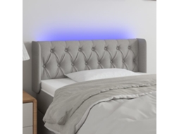 Vidaxl Cabeceira Cama C/ Luzes Led Tecido 103x16x78/88 Cm Cinza-claro