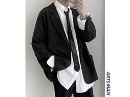 Blazer Casual Masculino Estilo Lazer, Solto Moderno, Inverno Primavera, Tamanhos M L Xl Xxl Blackc