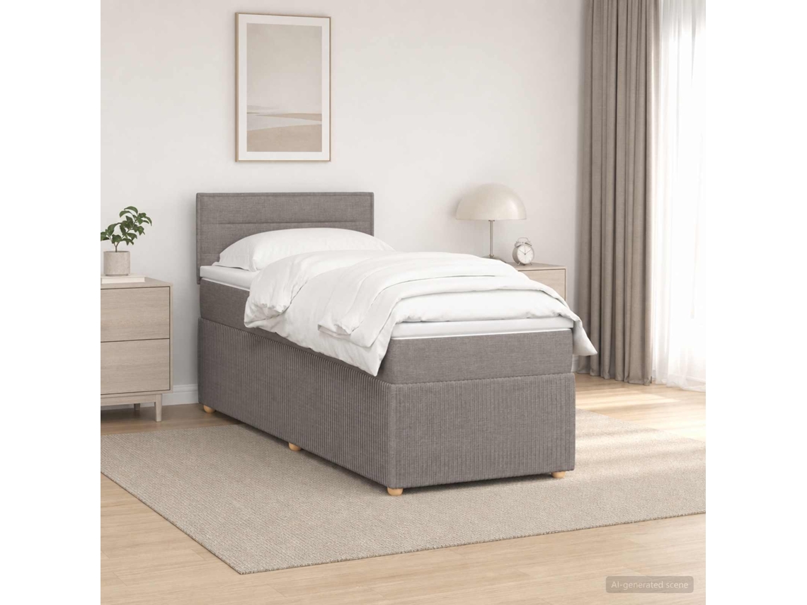Vidaxl Cama Box Spring Com Colchão Cinzento-acastanhado 80 X 200 Cm