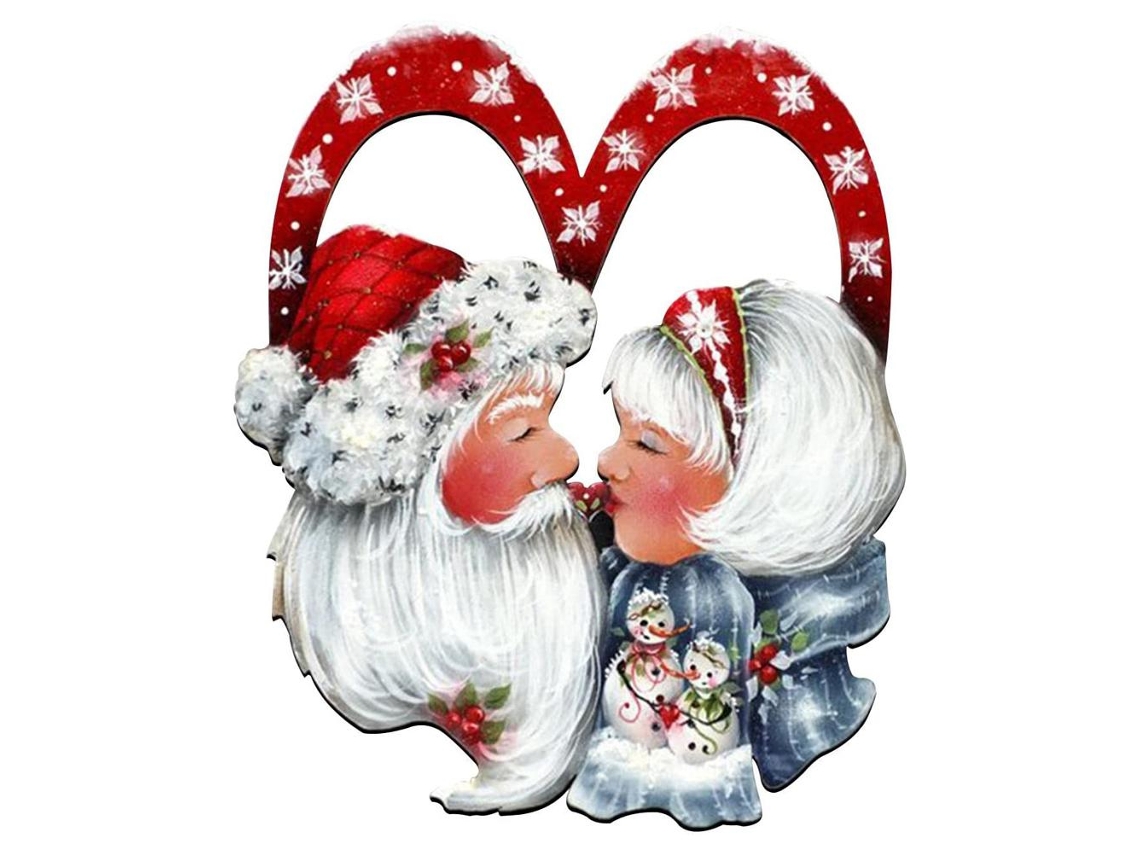 Laxiscreed Guirlanda De Natal Santa Claus Para Porta, Decoração Festiva Em Madeira Para O Natal