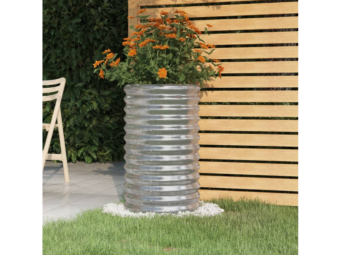 Vidaxl Vaso/floreira De Jardim Aço Galvanizado 40x40x68 Cm Prateado
