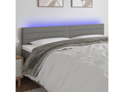 Vidaxl Cabeceira De Cama C/luzes Led Tecido 160x5x78/88cm Cinza-escuro