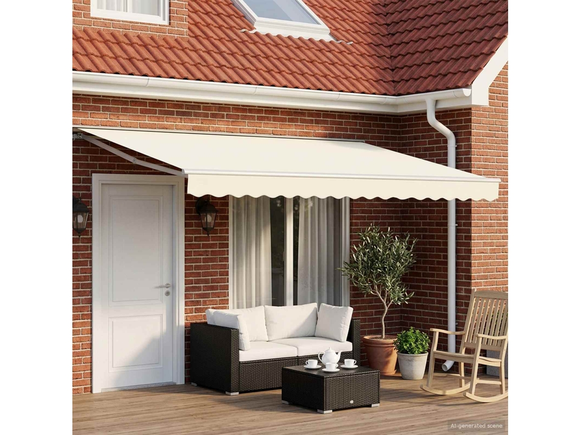 Vidaxl Toldo Retrátil Manual Creme 4 × 3,5 M