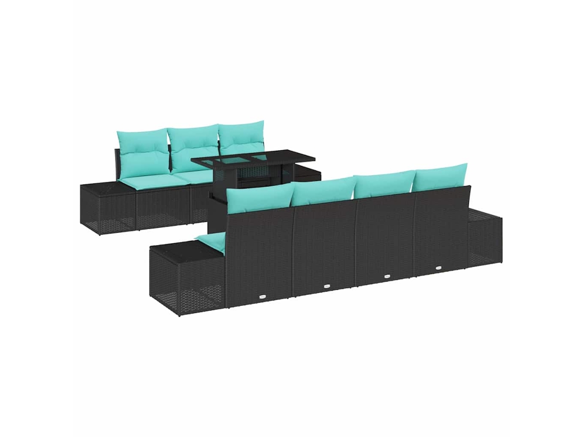 Maison Exclusive - Conjunto De Sofás 8 Unid. 7-número De Lugares Preto E Azul