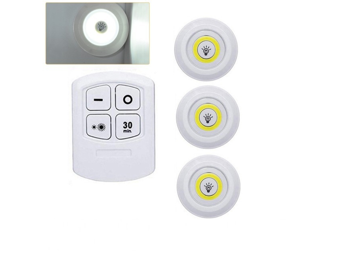 (conjunto De 3 Peças) Luz Noturna Cobled Super Brilhante De 5w Com Controle Remoto Sem Fio E Regulador De Intensidade.