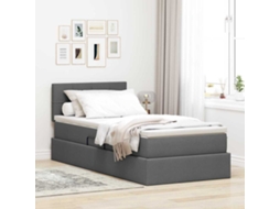 Vidaxl Cama Com Arrumação E Colchão Cinza Escuro 90 X 190 Cm Veludo