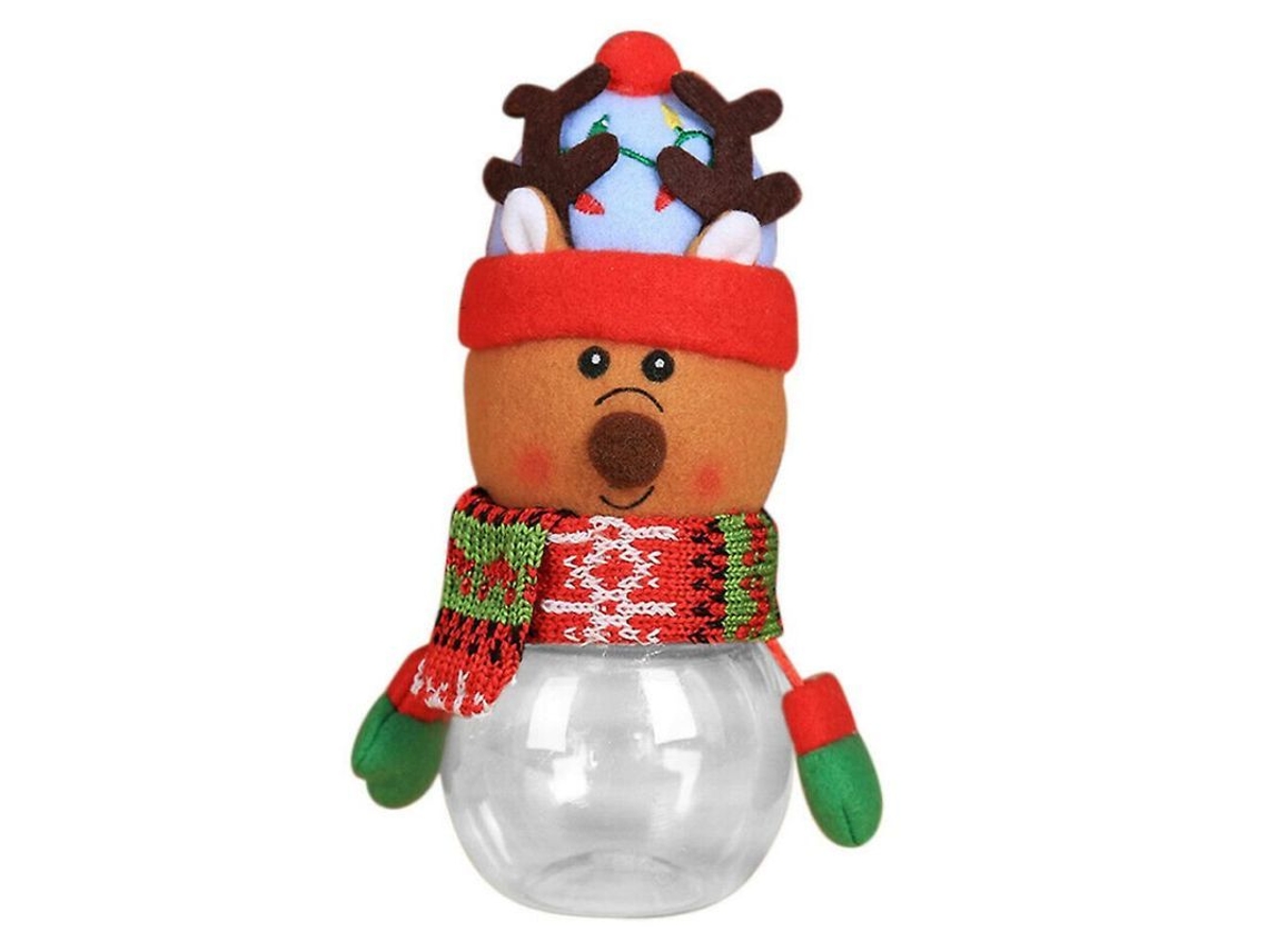 Tarro De Dulces Navideño Con Tapa De Papá Noel Y Ciervo Decoración Ornamental Regalo Para Niños 1 Unidade Reno
