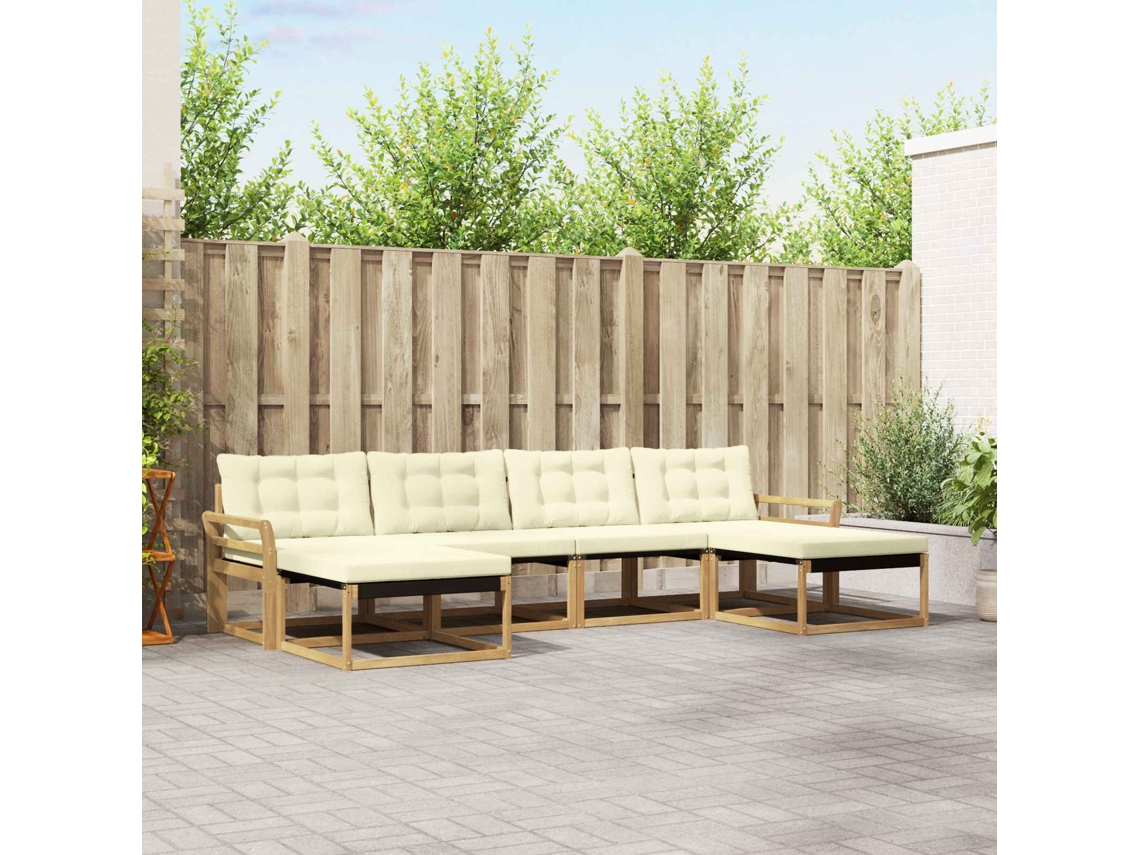 Vidaxl Conjunto De Sofás Para Exterior 6 Unid. Branco E Creme