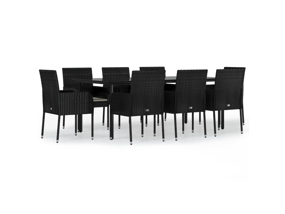 Garden Dining Set, Garden Dining Sets Vidaxl Preto Rattan / Vime (200 Cm Table Length)