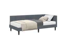 Estrutura de Cama de Canto com Colchão 2 Pcs Veludo Cinzeto MAISON EXCLUSIVE