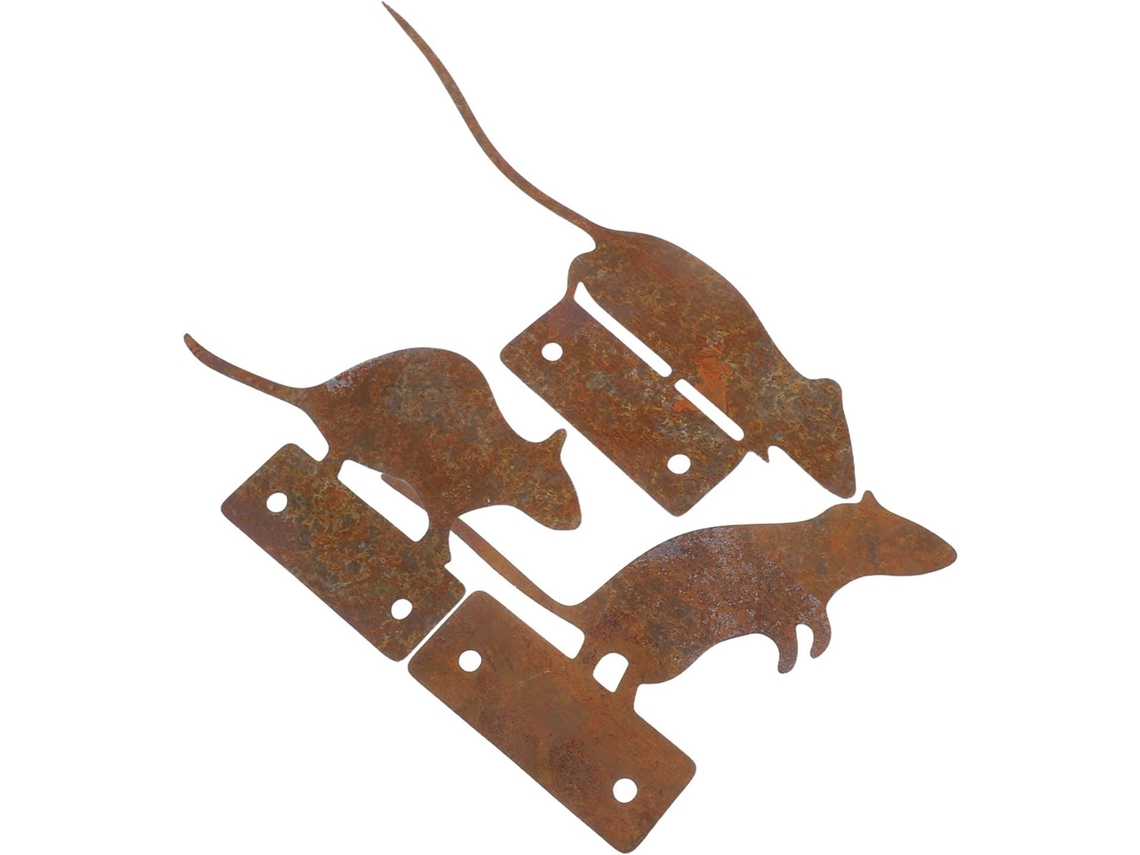 Estátua de Rato Rústica de Metal Inoomp para Decoração de Parede Externa, para Jardim, Quintal e Terraço. Possui CHABERLU