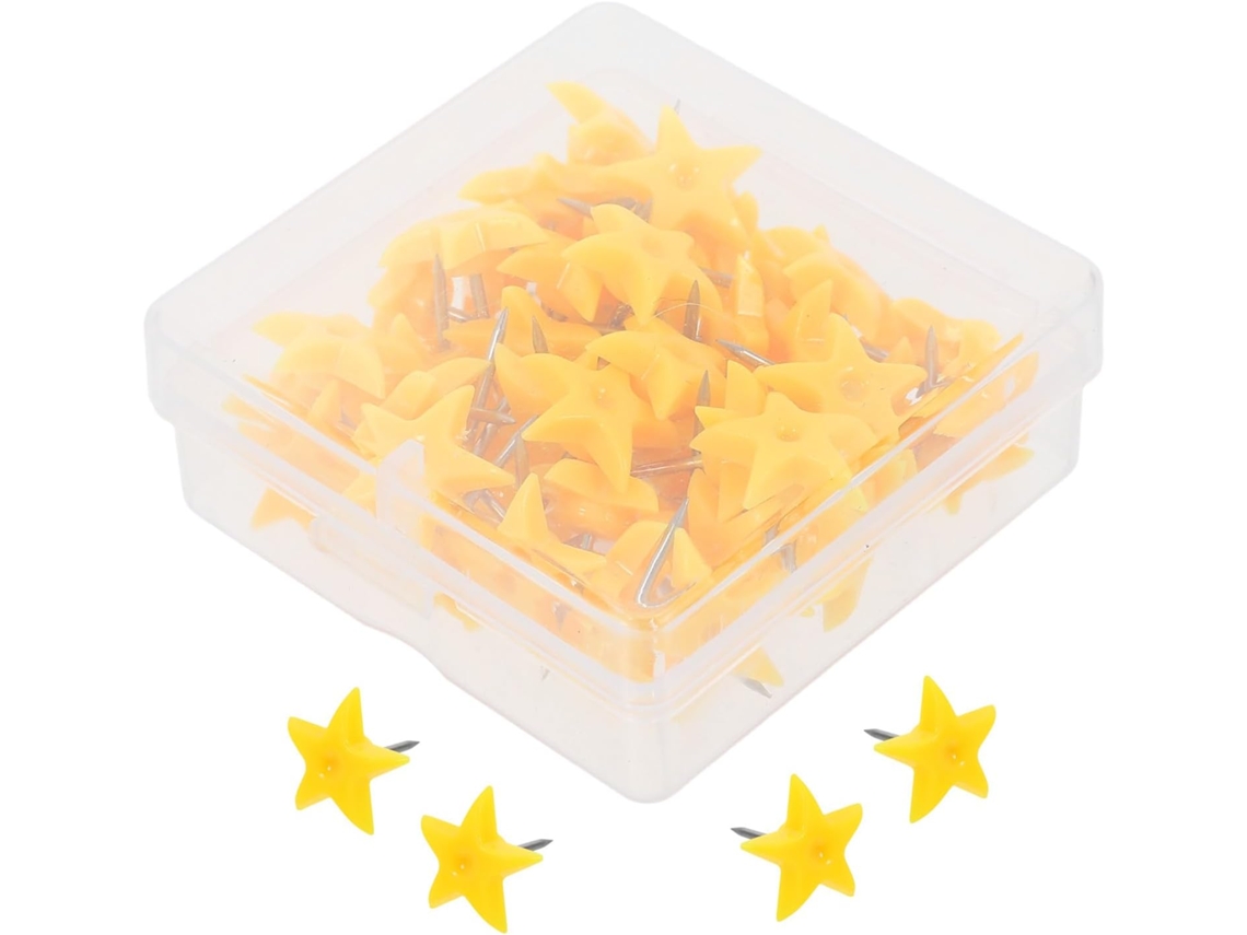 Heallily 50 Tachinas Amarelas de Metal e Plástico para Quadros de Cortiça, Ideais para Mesa e Sala de Aula