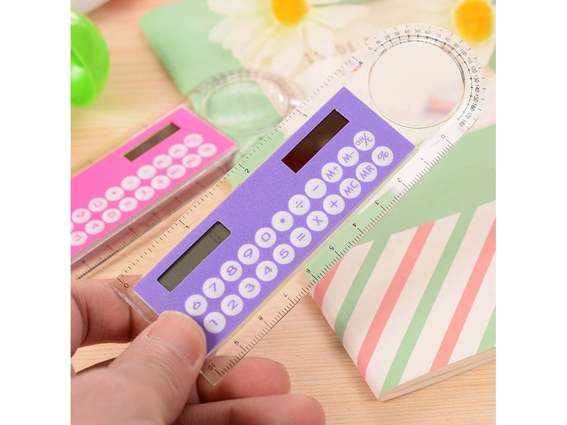 1 Unidade De Mini Calculadora Ultrafina 10cm Com Energia Solar, Multifuncional, Para Uso Escolar E No Escritório, Cor