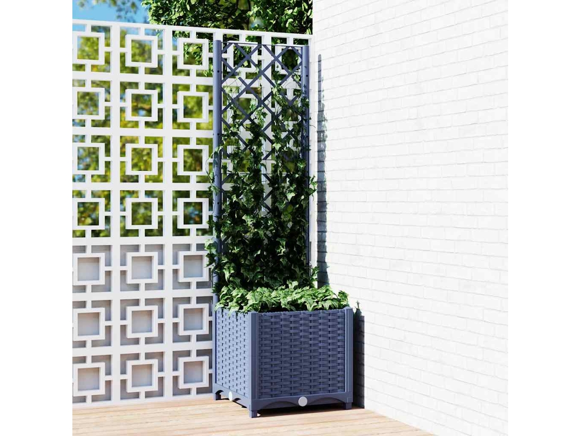 Vidaxl Vaso De Jardim Com Treliça Azul-acinzentado 40x40x136 Cm Pp