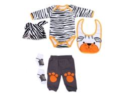Primerox conjunto de Roupas para Boneca Bebê Simulada com Listras Ursinho Cartoon 20 22 Polegadas