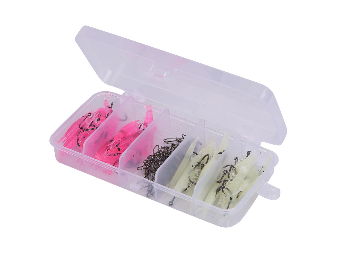 Kit Isca Camarão 60pcs com Anzol 7