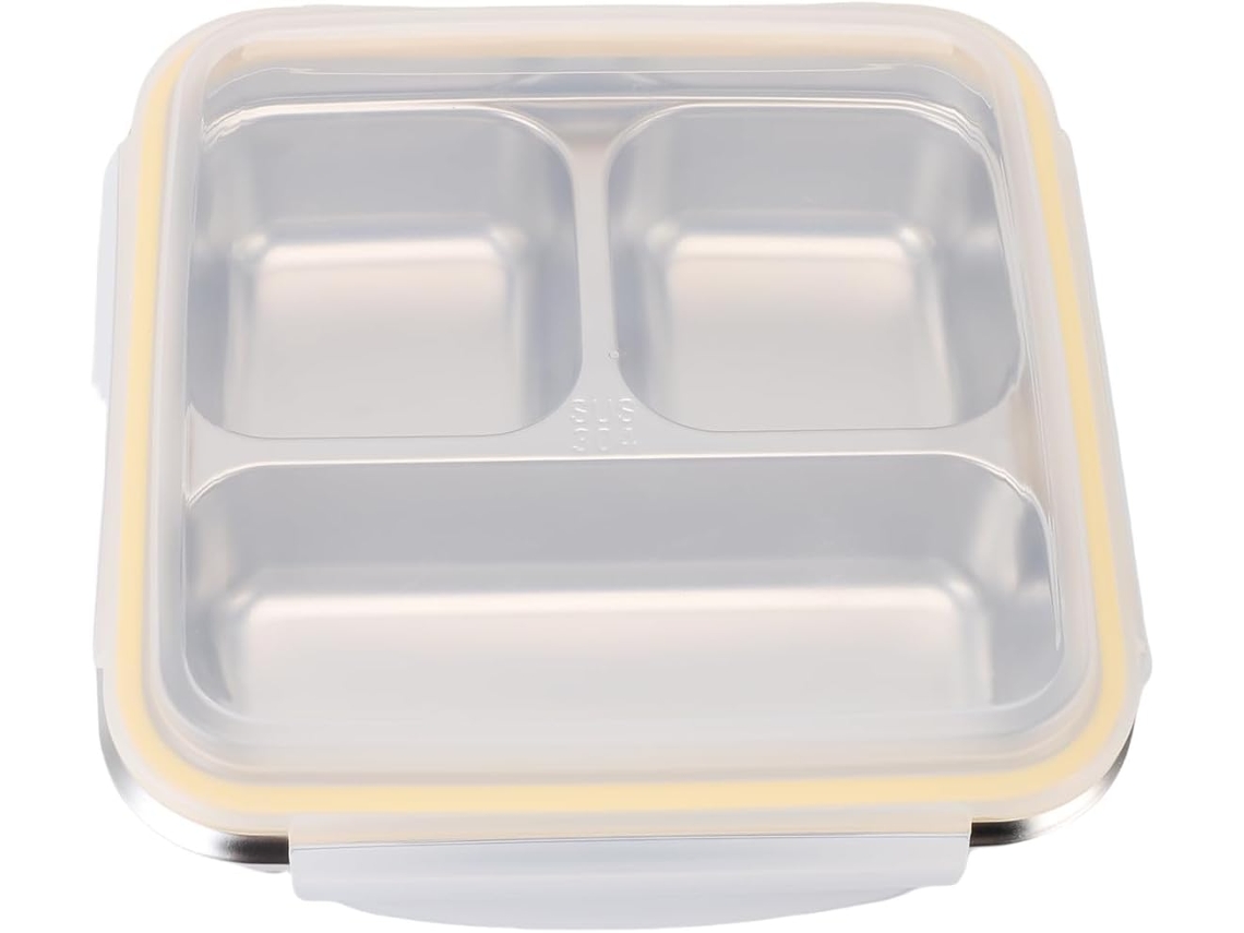 Lancheira De Aço Inoxidável Com 3 Compartimentos, Recipiente Para Alimentos