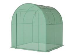 Estufa De Túnel De Jardim 3,24m² Com Porta E Janela Enroláveis, 180x180x200cm, Lona Pe Verde