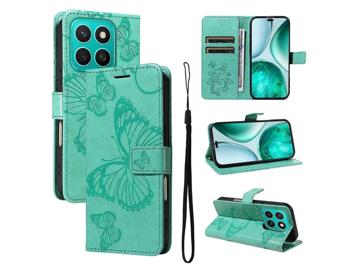 Capa De Couro Com Aba E Estampa De Borboleta 3d Para Celular Honor 400 Global 156,5 Mm