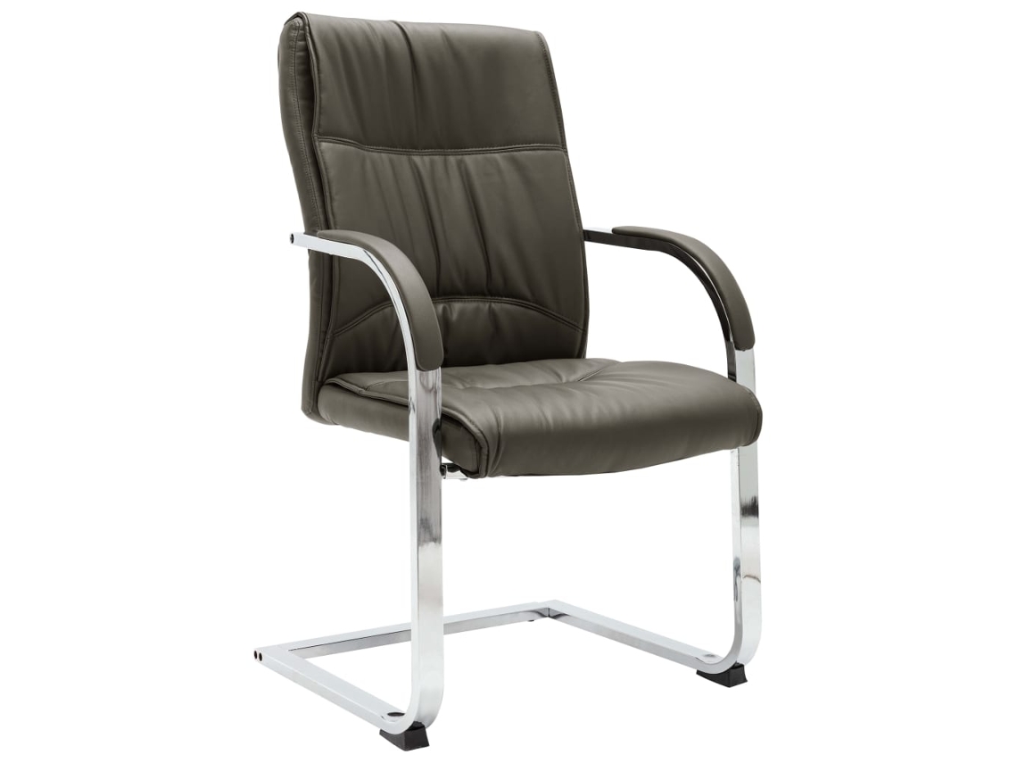 Vidaxl Cadeira De Escritório Cantilever Em Couro Artificial Cinzento