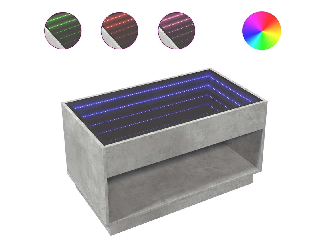 Mesa de Centro com Luzes Led Infinity Cinzento Cimento (90x50x50 cm)
