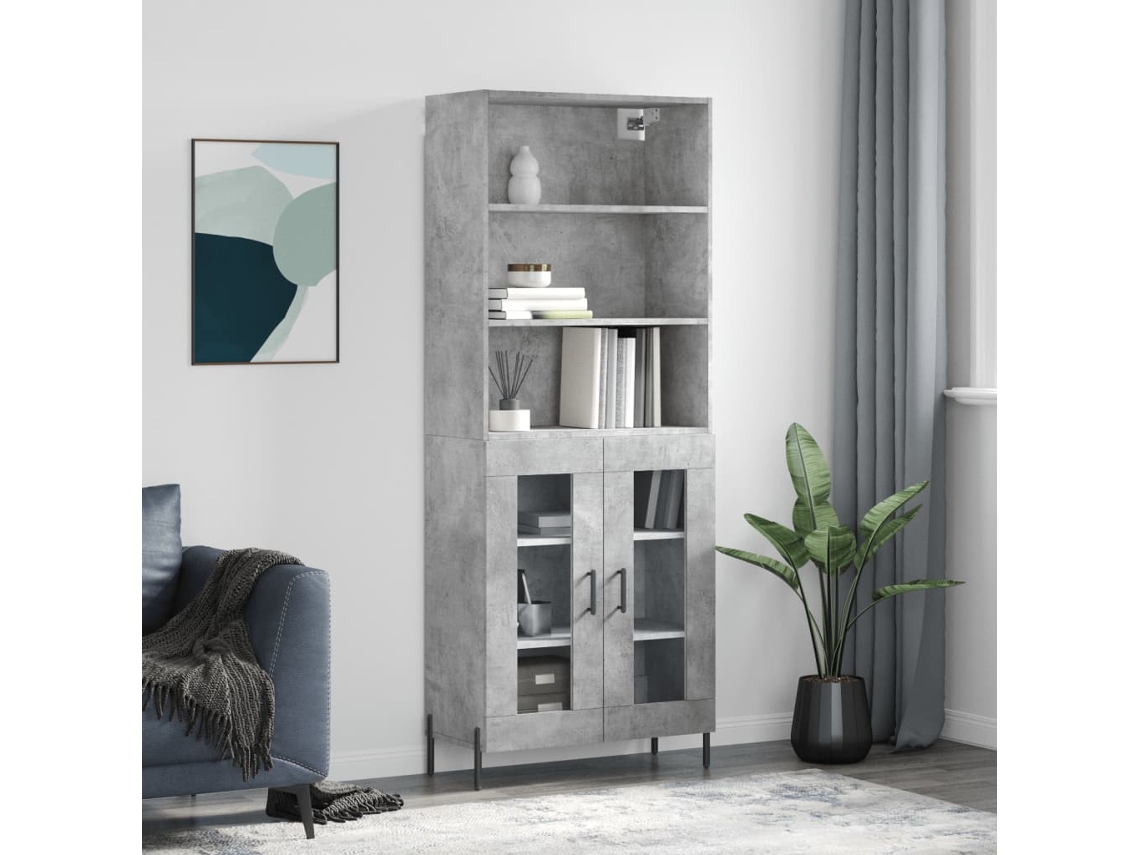 Vidaxl Armário Alto 69,5x34x180 Cm Derivados De Madeira Cinza Cimento