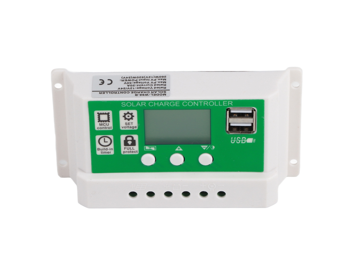 Controlador Solar Pwm Dual Usb 12v 24v 20a