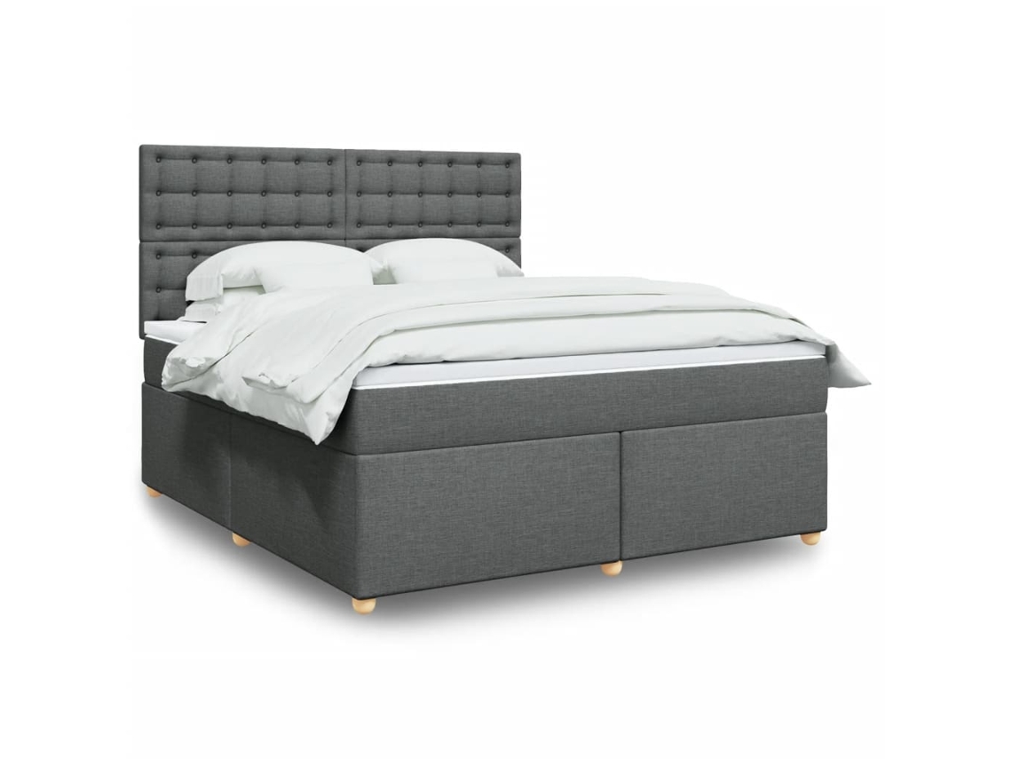 Vidaxl Cama Com Molas/colchão 180x200 Cm Tecido Cinzento-escuro