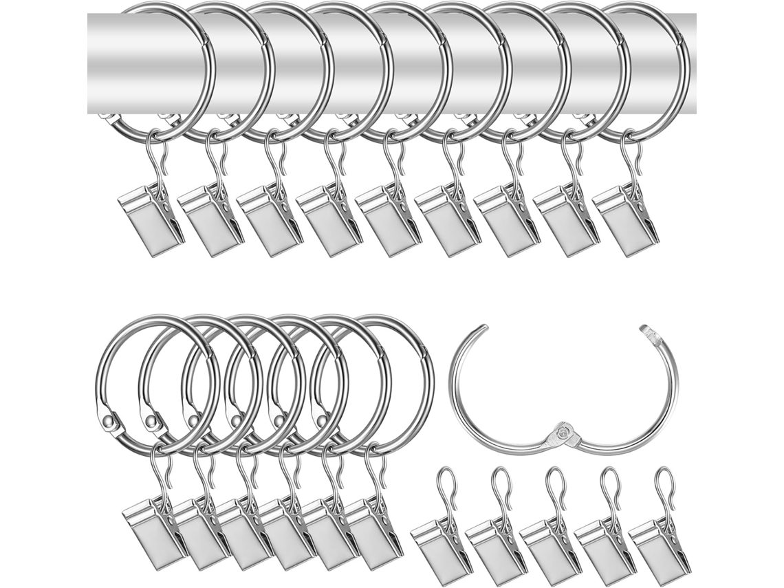 Conjunto De 50 Argolas Para Cortina Com Presilhas, Argolas De Metal De 32 Mm Com Ganchos, Ganchos Para Cortina