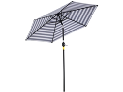 Chapéu de Sol Exterior Ø230 Cm com Ângulo Ajustável e Manivela Impermeável Azul e Branco Ge
