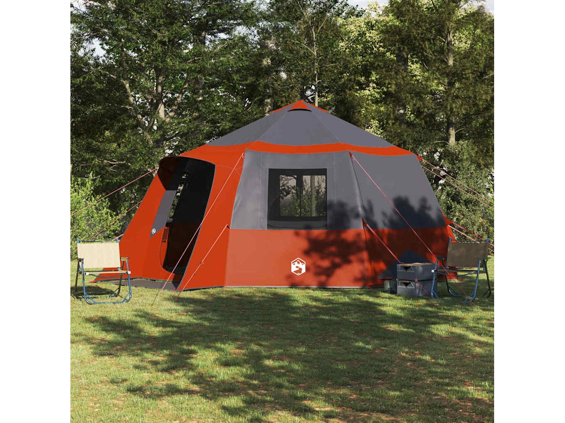 Vidaxl Tenda De Cabana 12-pessoas Cinza E Laranja 500 X 500 X 294 Cm