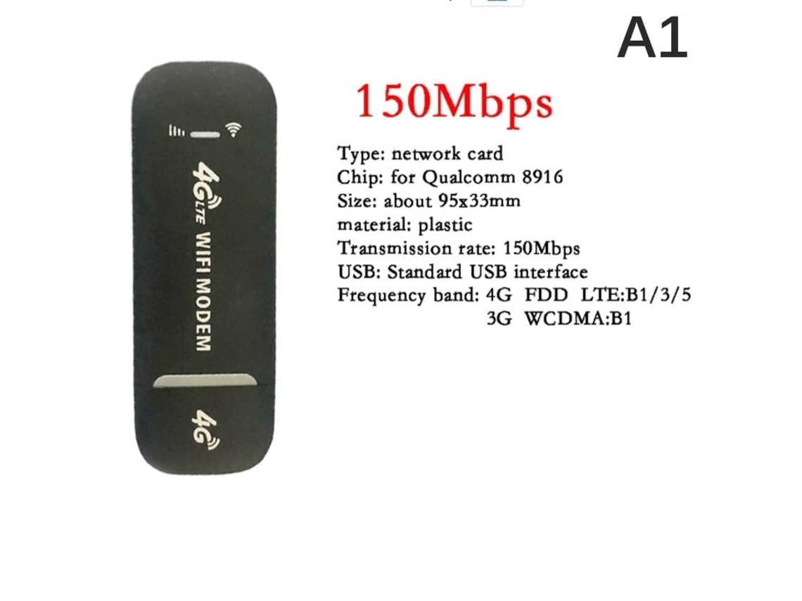 Dongle Usb Sem Fio 4g Lte, Modem de Banda Larga Móvel 150 Mbps, Preto BRILVIBERA