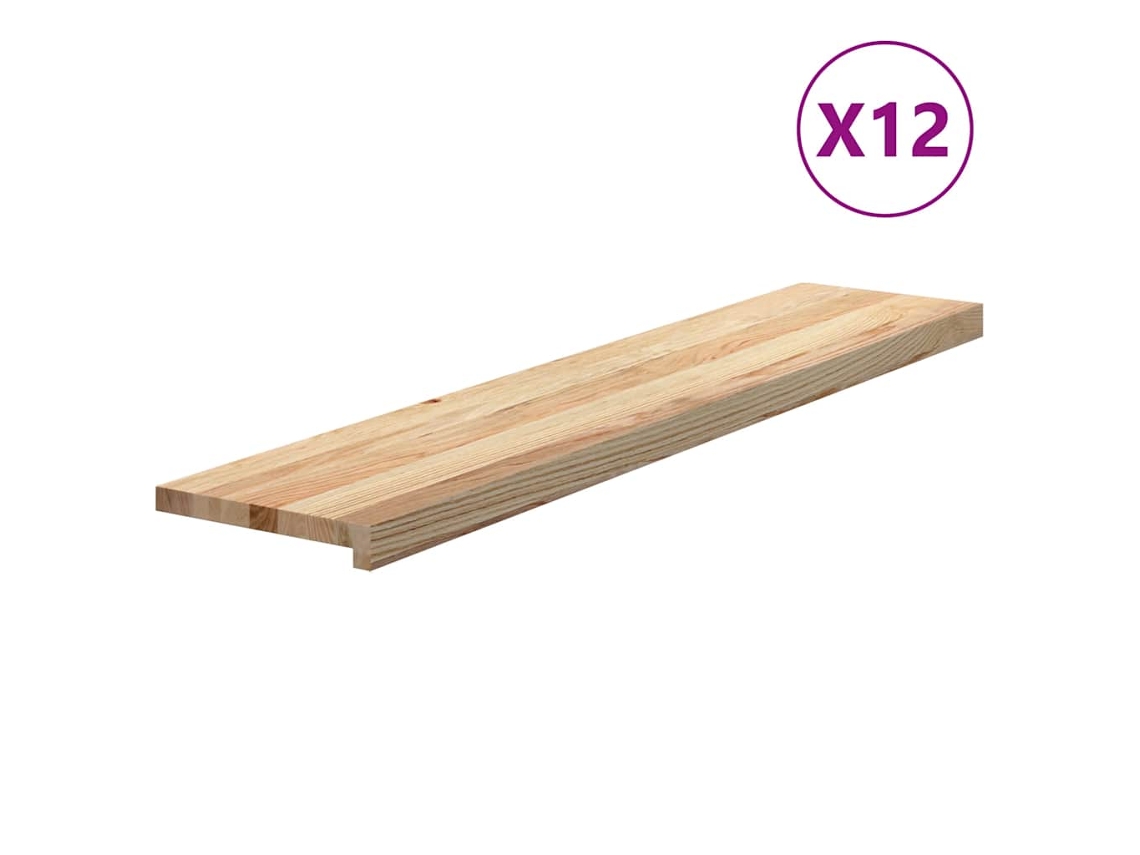 Tapetes de Escada 12 Pcs 120x30x2 Cm Carvalho Maciço Não Tratado MAISON EXCLUSIVE