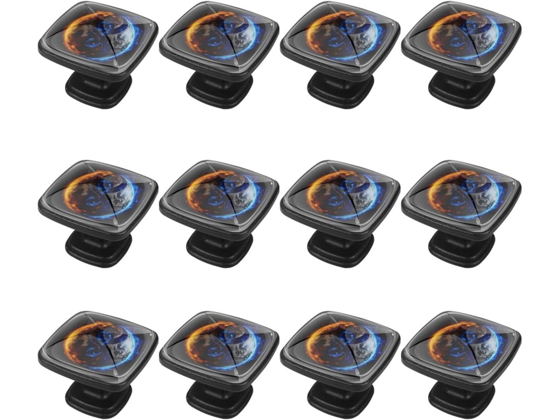 Puxadores Quadrados Para Armários De Cozinha, Puxadores Para Armários E Gavetas, 12 Peças, Yin Yang Fofoca Lua Terra 3d
