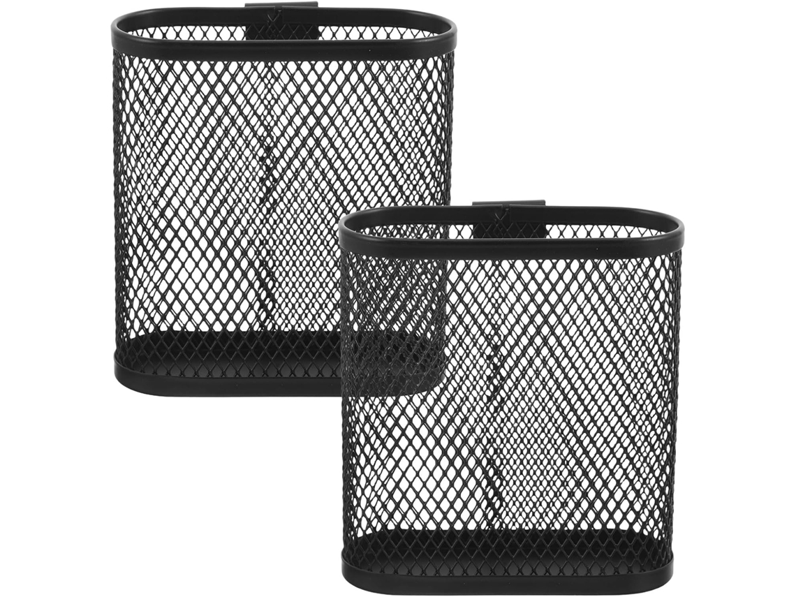 Conjunto de 2 Porta canetas Ovais Metal para Pendurar, Organizadores Mesa em Tela Armazenamento Lateral, Expos